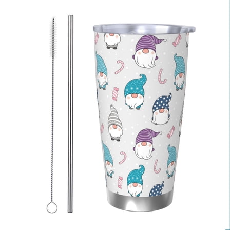 Goofa cute winter Gnome for 20 oz Skinny Tumbler Stainless Steel Coffee Mug Slim Vacuum Insulated Travel Cup Car Cup-Straw Two-piece Set