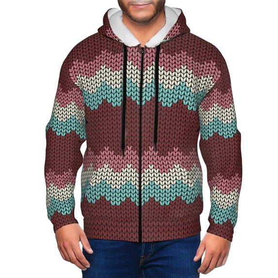 Goofa fall leaf Element Pattern Mens Full-zip Hoodie, Zip-up Pullover Hooded Sweatshirt, Kangaroo Pocket Hoodie Ideal for Daily Wear, Travel, and Home-Large