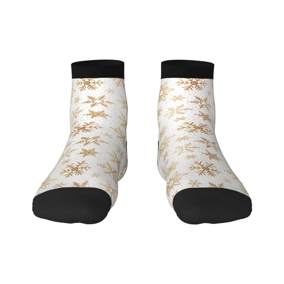Goofa gold Snowflake print Pattern Non Slip Socks with Grips for Elderly, Crew Socks Yoga Hospital Socks Cushioned Sole Gripper Socks for Men Women