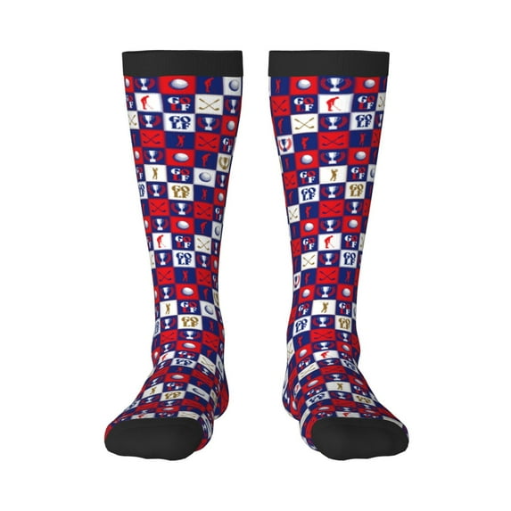 Goofa golf Pattern Adult Stockings, Color-Block Knee High Socks, Comfortable and Breathable, Soft and Stretchable, Sports, and Decoration