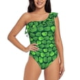 thumbnail image 1 of Goofa green Skull Pattern Women's One Piece Swimsuits Tummy Control Bathing Suits Asymmetric One Shoulder Swimwear-Large, 1 of 6