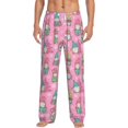 thumbnail image 1 of Goofa pink Holiday Joy Pattern Printed Soft Pajama Pants for Men, Wide Leg Comfy Casual Lounge Yoga Pants-XX-Large, 1 of 9