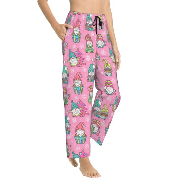 Goofa pink Holiday Joy Printed Soft Pajama Pants for Women, Wide Leg Comfy Casual Lounge Yoga Pants-
