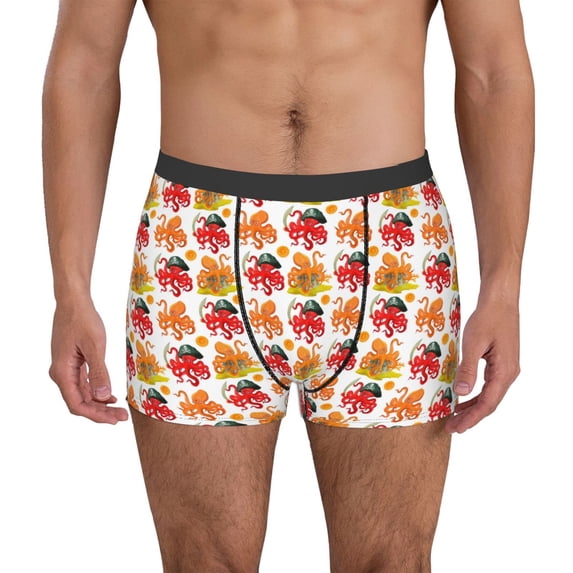 Goofa pirate Octopus Printed Men's Boxer Briefs Underwear, Moisture-Wicking Underwear, Trunk,Soft and Breathable Cotton Underwear-XX-Large