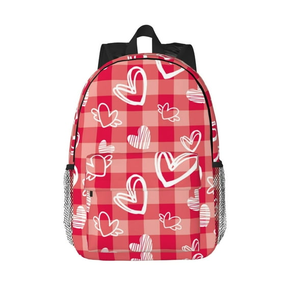 Goofa valentine day with heart Pattern Lightweight Student Backpack for School, Water-Resistant, Adjustable Straps, Fits 15" Laptop, Multiple Pockets for Books, Accessories