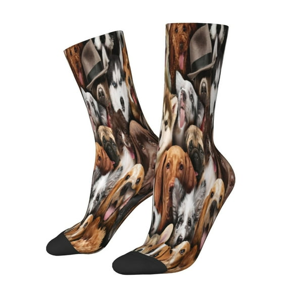 Goofa various dog breeds Printed Men's Crew Socks, Soft Durable Breathable Moisture-Wicking with Odor Control Cotton socks