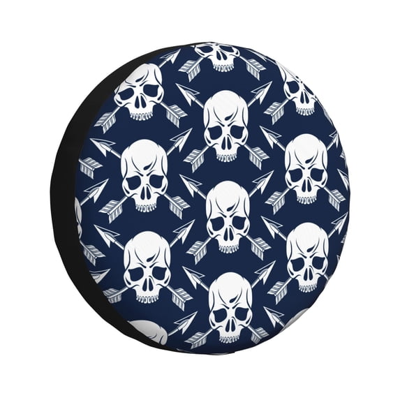 Goofa white arrow Skull Pattern Universal Tire Cover for Jeep, SUV, Truck, and Trailer – Waterproof, UV-Resistant,Easy to Install, Fits 14"-17" Tires-17 inch
