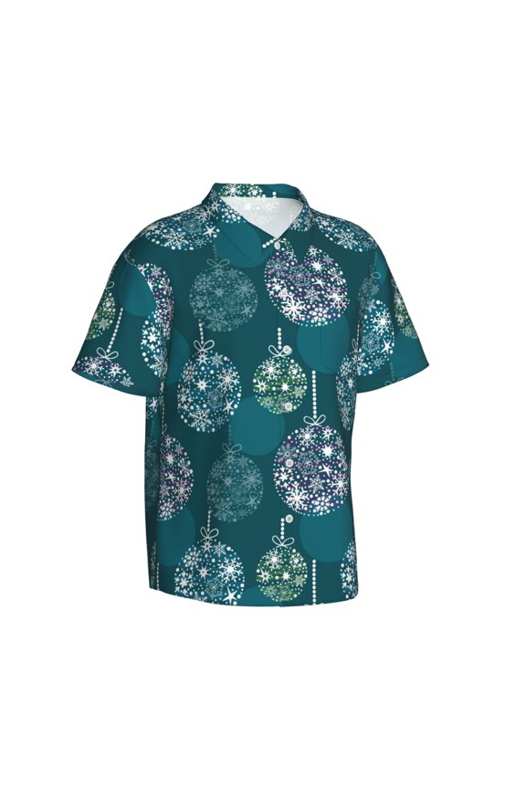 whiter Snowflake balloons Hawaiian Shirt for Men, Unisex Summer Beach Casual Short Sleeve Button Down Shirts,Aloha Tropical Floral print shirt-