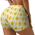 thumbnail image 1 of Goofa yellow argyle Printed Workout Shorts Women Seamless Scrunch Butt Lifting High Waisted Gym Booty Shorts Elastic Workout Shorts-Large, 1 of 8