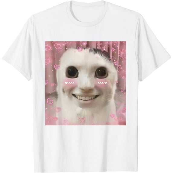 Goofy Ahh Cat Meme Dank Weirdcore Softstyle Unisex T-Shirt,White Color,Size 2XL