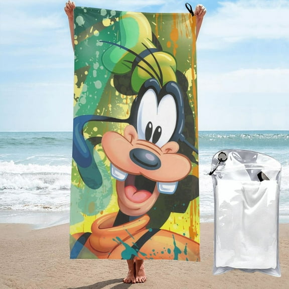 Goofy Beach Towels, Print Quick Dry Lightweight Absorbent Bath Towels, Ultra Soft Microfiber Swim Towel for Travel Beach Gym Camping Yoga Picnics Pool 27.5"X55"