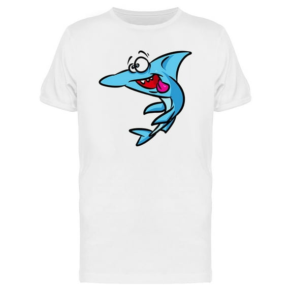 Goofy Blue Shark Cartoon T-Shirt Men -Image by Shutterstock, Male Medium