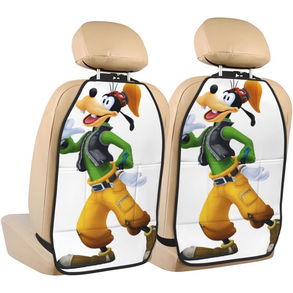 Goofy Car Seat Anti-Kick Storage Pads 2 Piece Set Car Seat Back Kick Protectors with 3 Storage Pockets, Universal Vehicle Interior for SUV Jeep Truck and Sedan 26.4 x 18.5 Inches
