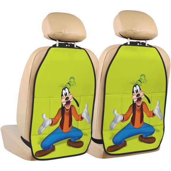 Goofy Car Seat Anti-Kick Storage Pads 2 Piece Set Car Seat Back Kick Protectors with 3 Storage Pockets, Universal Vehicle Interior for SUV Jeep Truck and Sedan 26.4 x 18.5 Inches