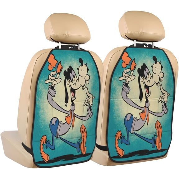 Goofy Car Seat Anti-Kick Storage Pads 2 Piece Set Car Seat Back Kick Protectors with 3 Storage Pockets, Universal Vehicle Interior for SUV Jeep Truck and Sedan 26.4 x 18.5 Inches