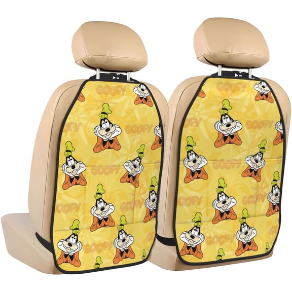 Goofy Car Seat Anti-Kick Storage Pads 2 Piece Set Car Seat Back Kick Protectors with 3 Storage Pockets, Universal Vehicle Interior for SUV Jeep Truck and Sedan 26.4 x 18.5 Inches