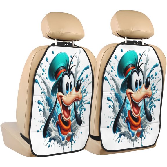Goofy Car Seat Anti-Kick Storage Pads 2 Piece Set Car Seat Back Kick Protectors with 3 Storage Pockets, Universal Vehicle Interior for SUV Jeep Truck and Sedan 26.4 x 18.5 Inches