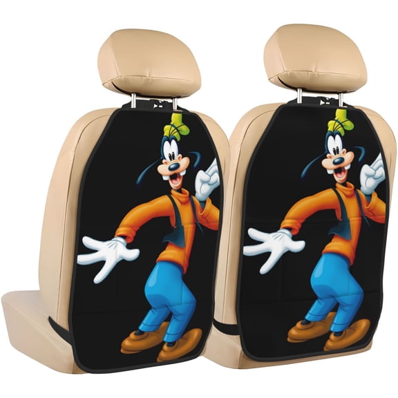 Goofy Car Seat Anti-Kick Storage Pads 2 Piece Set Car Seat Back Kick Protectors with 3 Storage Pockets, Universal Vehicle Interior for SUV Jeep Truck and Sedan 26.4 x 18.5 Inches