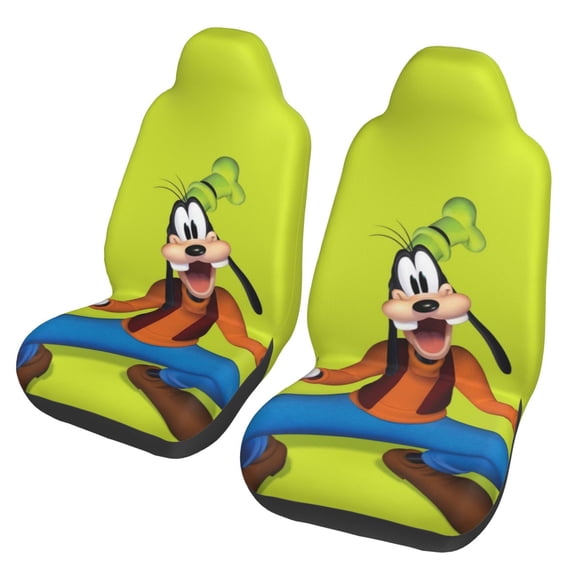 Goofy Car Seat Cover Set of 2 Fashion Stretchy Front Seat Protector Universal Fit for Auto Truck SUV Van Sedan Car Interior Accessory Decoration