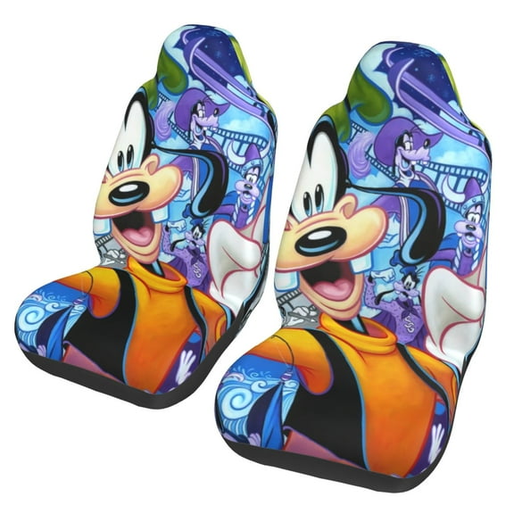 Goofy Car Seat Cover Set of 2 Fashion Stretchy Front Seat Protector Universal Fit for Auto Truck SUV Van Sedan Car Interior Accessory Decoration