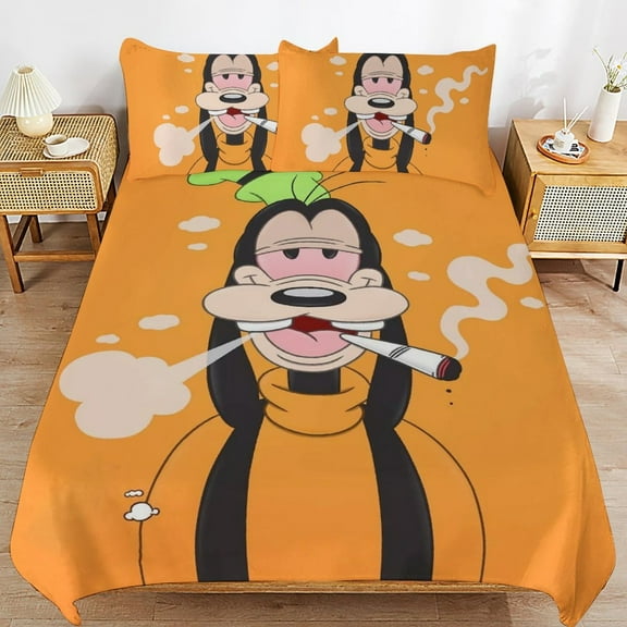 Goofy Duvet Cover 3 Pcs Set Cute Kids Comforter Cover with 2 Pillowcases Luxury Soft Bedding Bedroom Decor for Teens Boys Girls, 86"x70"
