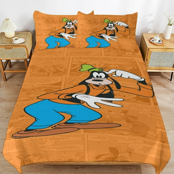 Goofy Duvet Cover 3 Pcs Set Cute Kids Comforter Cover with 2 Pillowcases Luxury Soft Bedding Bedroom Decor for Teens Boys Girls, 86"x70"