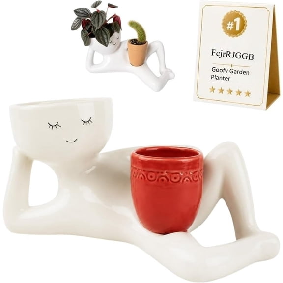 Goofy Garden Planter, Lazy Guy Planter Funny Pots Resin Face For Succulent Cactus Pot
