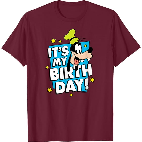 Goofy It's My Birthday! DTG Print Unisex T-Shirt,Maroon Color,Size YXL