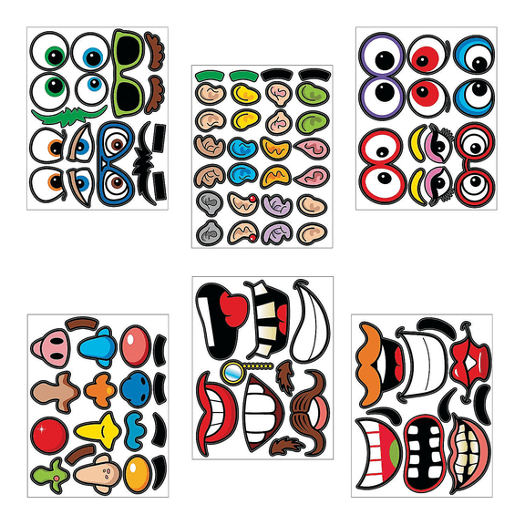Goofy Jack-O-Lantern Face Stickers - Stationery - 12 Pieces