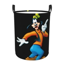 Goofy Laundry Hamper With Handle Funny Waterproof Foldable Circular Storage Bin Toys Clothes Round Organizer Basket for Bedroom Bathroom Home Kids Small