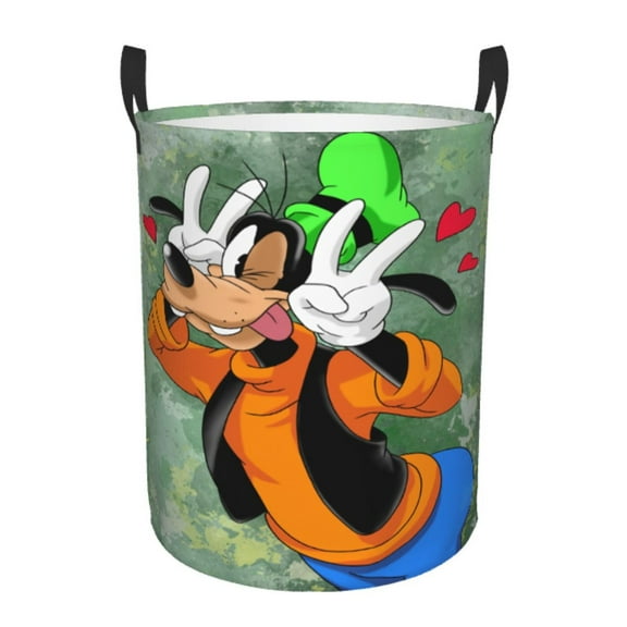 Goofy Laundry Hamper With Handle Funny Waterproof Foldable Circular Storage Bin Toys Clothes Round Organizer Basket for Bedroom Bathroom Home Kids Small