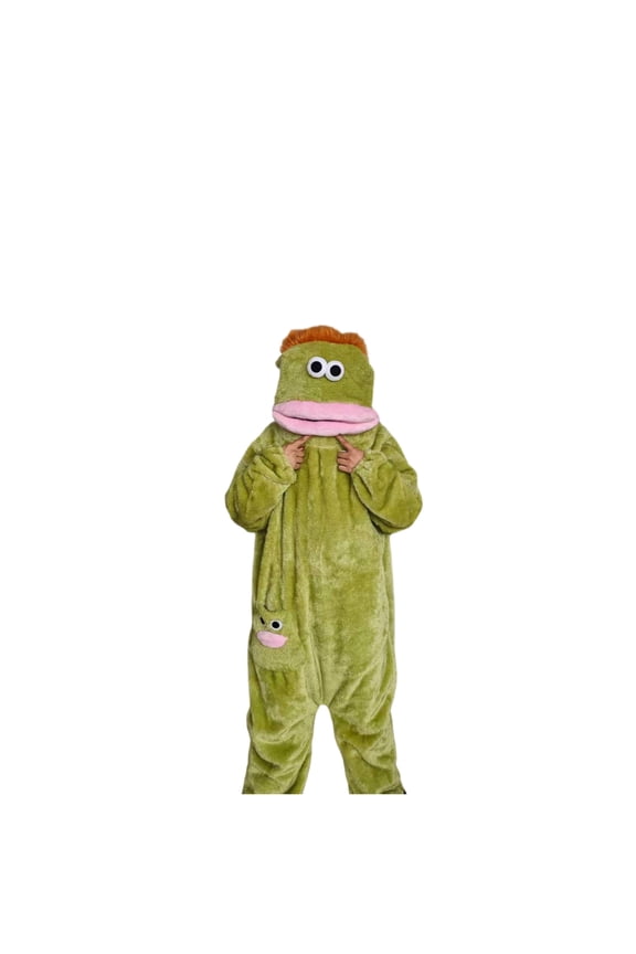 Goofy Onesie Pajamas -Big Mouth Monster Onesie, Coral Fleece Couple Loungewear, Pajama Party & Cozy Sleepwear Gift(Shoes Included),Green,M