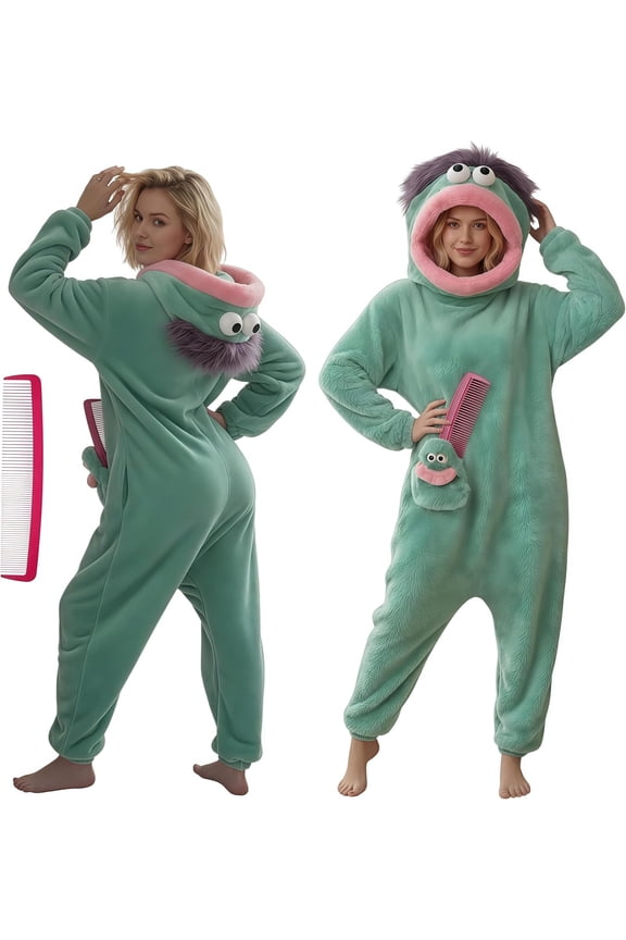 Goofy Onesie Pajamas - Big Mouth Monster Onesie, Coral Fleece Couple Loungewear, Pajama Party & Cozy Sleepwear Gift