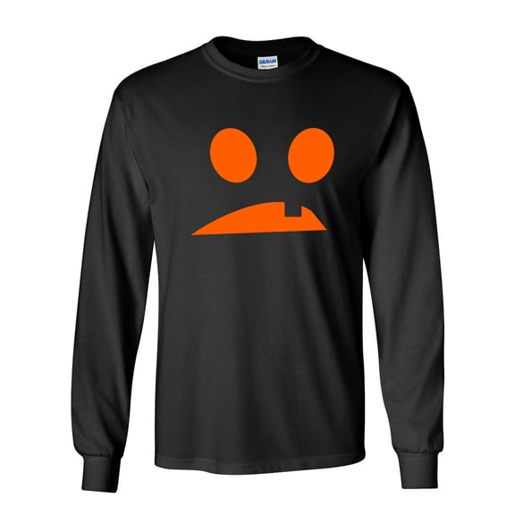 Goofy Pumpkin Emoticon Sarcastic Novelty Gift Idea Adult Humor Funny Men's Long Sleeve Shirts