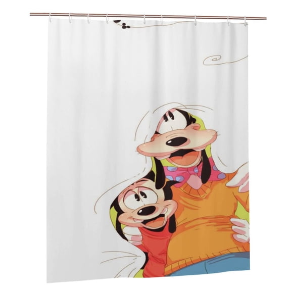 Goofy Shower Curtain, Lovely Cartoon Shower Curtains Set for Kids Boys Girls College Dorm Bathroom, Waterproof Restroom Bathtub Decor Accessories with 12 Hooks 60"X72" Plastic