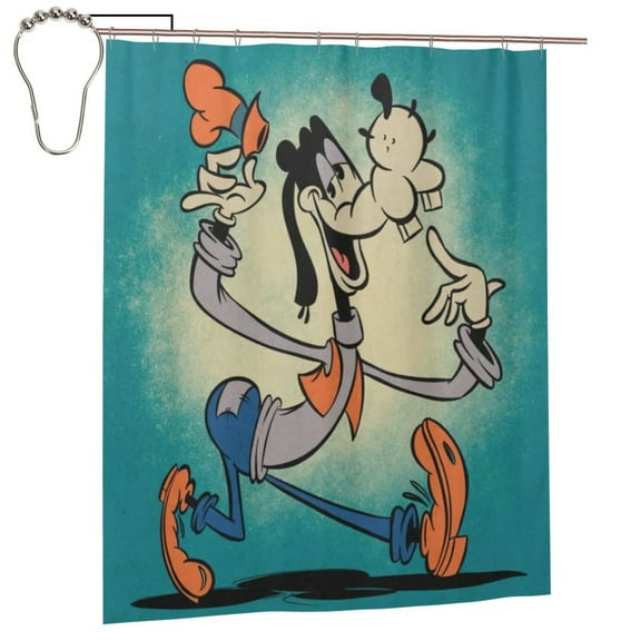 Goofy Shower Curtain, Lovely Cartoon Shower Curtains Set for Kids Boys Girls College Dorm Bathroom, Waterproof Restroom Bathtub Decor Accessories with 12 Hooks 60"X72" Iron