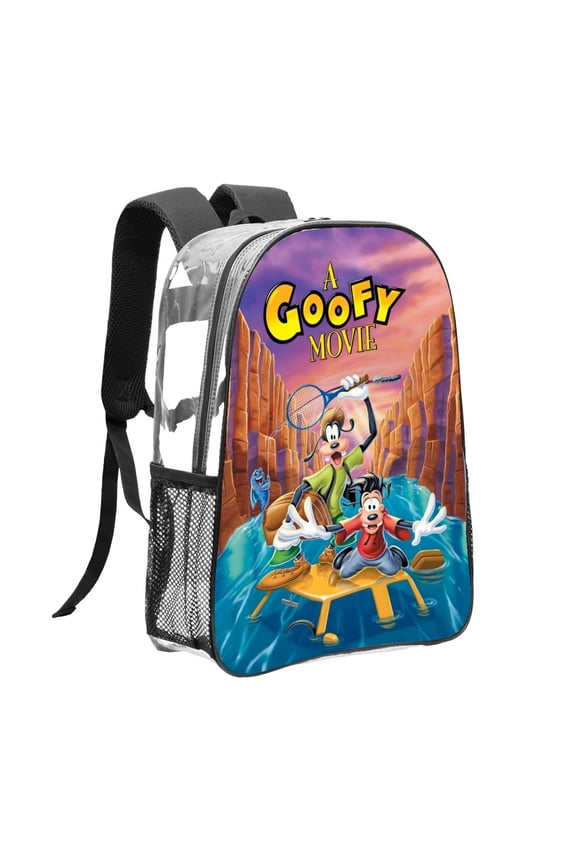 Goofy-theme Clear Backpack Heavy Duty Transparent Bag See Through Bookbag for Work, Sport, College, Travel12.2X16.9"(31X43cm)