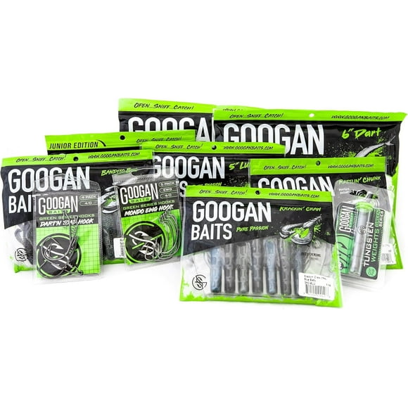 Googan Baits Lake Fishing Bundle Comprehensive Bass Fishing Lure Set with Tackle Box Includes Soft Baits and Accessories for Year-Round Freshwater Angling