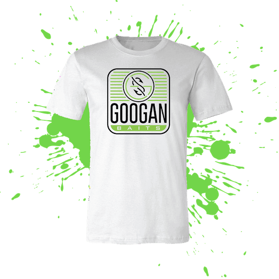 Googan Baits Men's White Triangle Crest Logo T-Shirt, Size Small