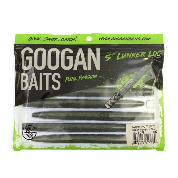 Googan Lunker Log 5'' Green Pumpkin Blue Soft Fishing Lure