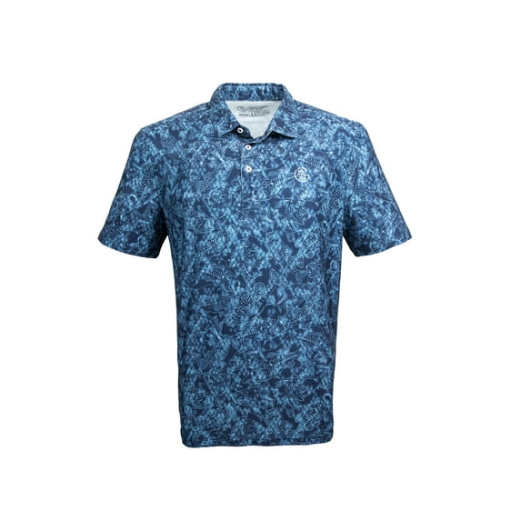 Googan Men's Short Sleeve Fishing Shirt Polo, Navy Bass, 3XL