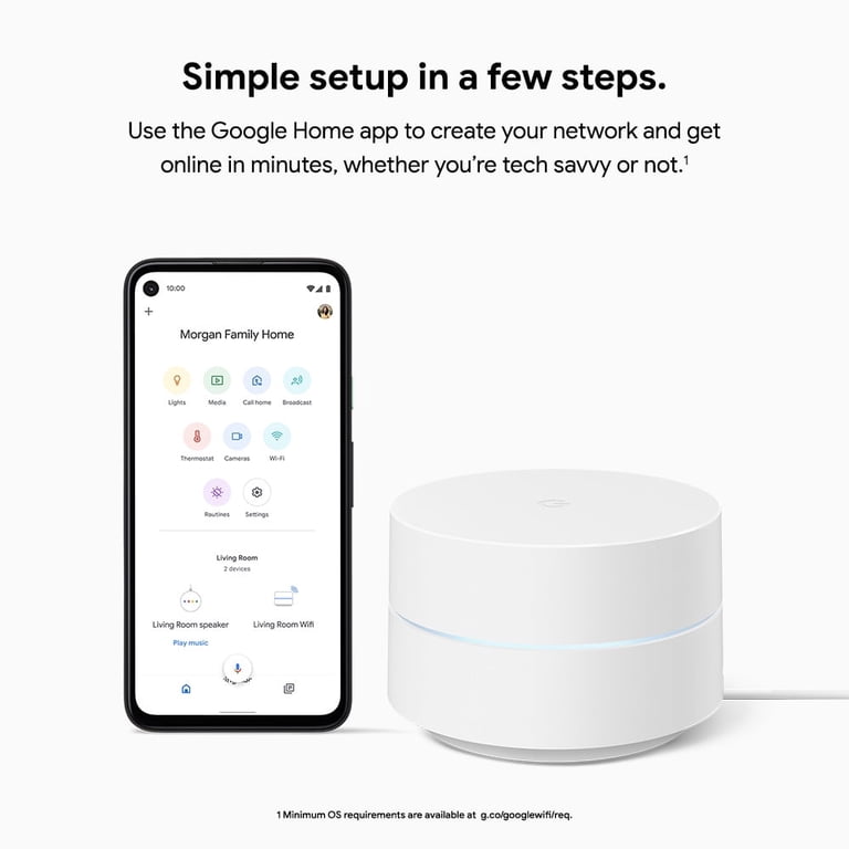 Google, Mesh WiFi System, AC1200, 3 pack with 4500 Sq Ft coverage