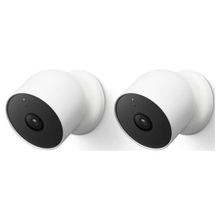 Google Nest Cam 2-Pack - Outdoor or Indoor | Battery Wireless Indoor and Outdoor Security Camera for Home Security Cameras - Snow