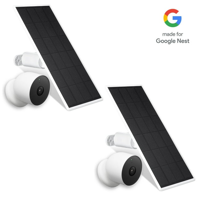 Google Nest Cam (battery) with Solar Panel Bundle (White, 2 Pack)