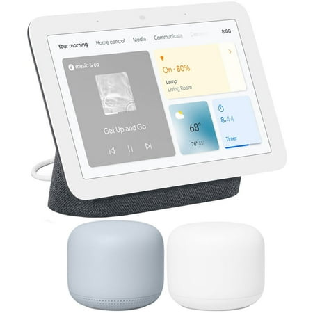 Google Nest Hub Smart Display w/ Assistant Charcoal 2nd Gen + Router 2 Pack Mist