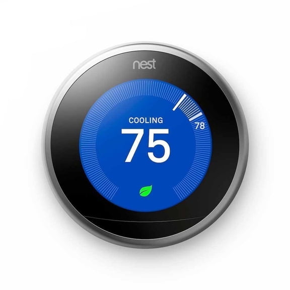 OB Google Nest 3rd Generation T3007ES Learning Thermostat, Works with Alexa - Stainless Steel