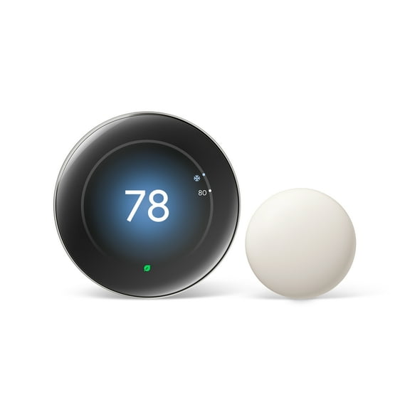 Google Nest Learning Thermostat (4th Gen) with Nest Temperature Sensor (2nd Gen) - Energy-Saving Smart Thermostat with Smart Schedule - Monitors Heating and Cooling System - Polished Silver