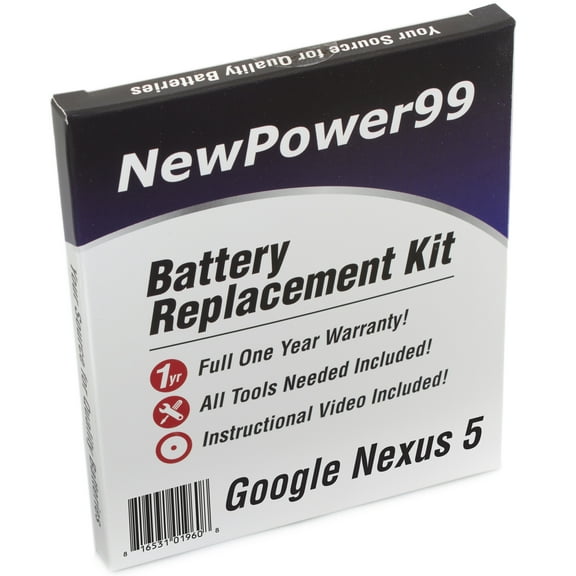 Google Nexus 5 Battery Replacement Kit with Tools, Video Instructions, Extended Life Battery and Full One Year Warranty