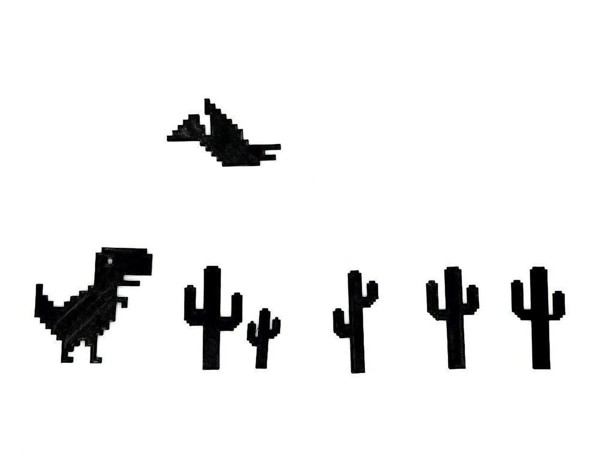 Clever Contraption Google Chrome No Internet Desk Art  3D Printed  Dinosaur, Bird, and 5 Cactus Set  Fun Wall or Office Decor