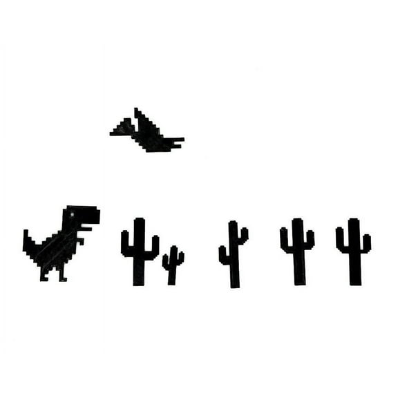 Clever Contraption Google Chrome No Internet Desk Art – 3D Printed Dinosaur, Bird, and 5 Cactus Set – Fun Wall or Office Decor